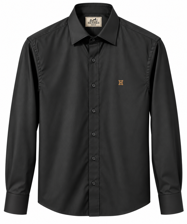 Hermès H Embroidered Button-Down Shirt – Black