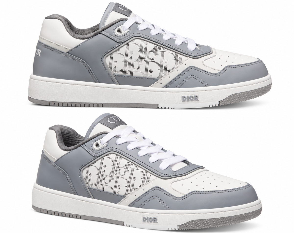 Dior B27 Oblique Low-Top Sneakers – Grey & White