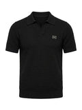 dolcegabbana Textured Open-Collar Knit Polo Shirt – Black