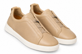 Zegna Leather Slip-On Sneakers – Beige & Ivory
