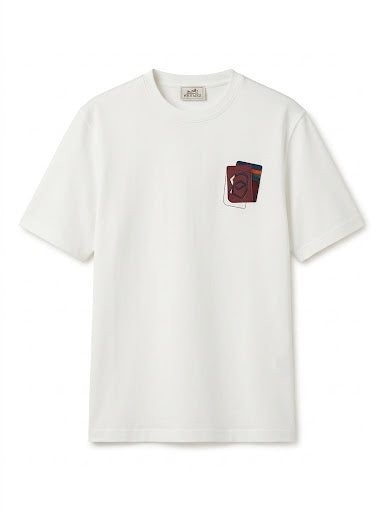 Hermès Card Holder Graphic Patch T-Shirt – White