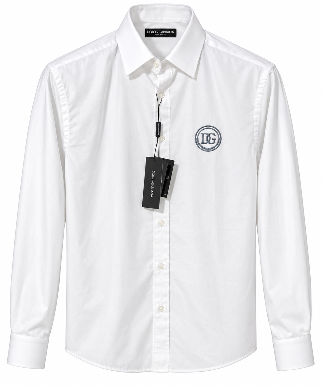 Dolce & Gabbana DG Monogram Long-Sleeve Shirt – White