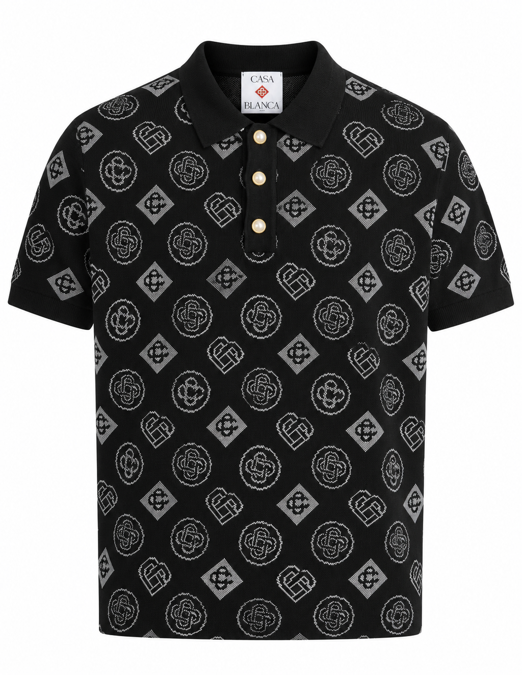 Casablanca Monogram Knit Polo – Black & White