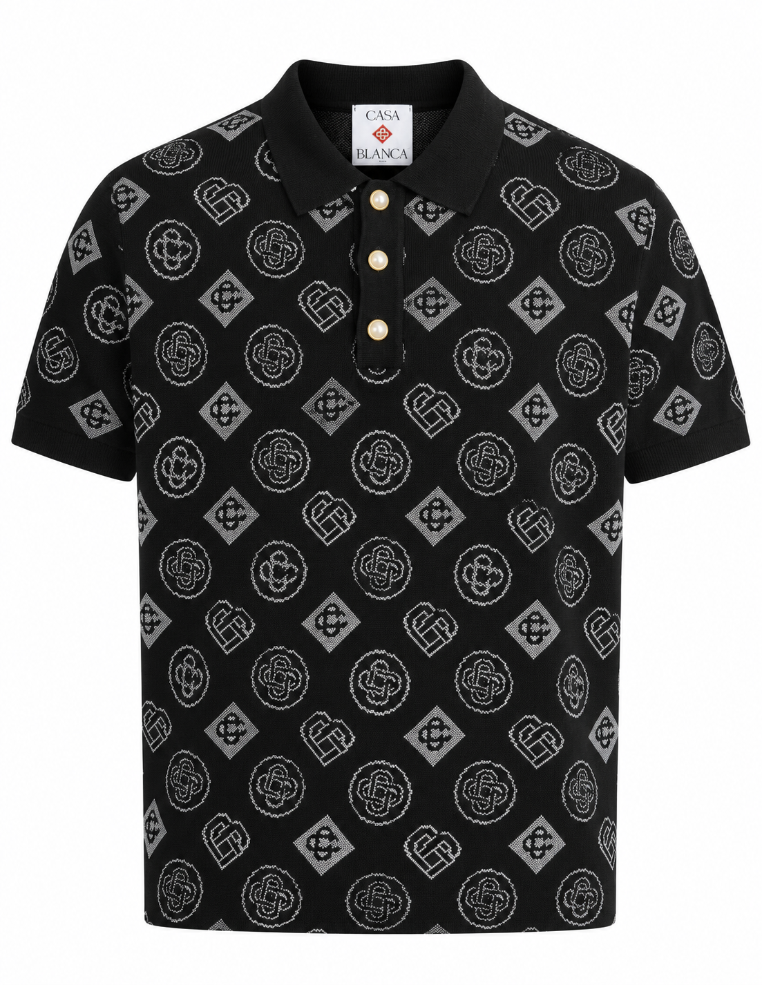 Casablanca Monogram Knit Polo – Black & White