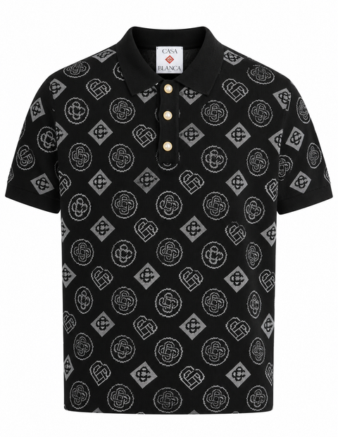 Casablanca Monogram Knit Polo – Black & White