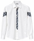 Dior Oblique Monogram Panel Long Sleeve Shirt – White & Navy