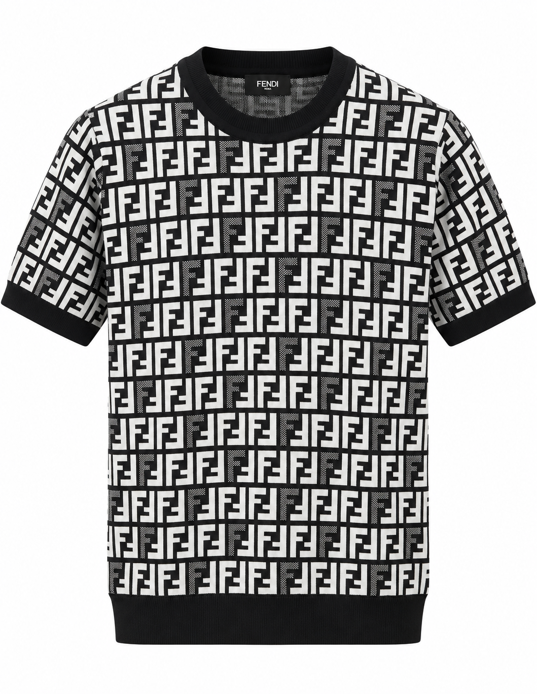 Fendi FF Monogram Knit T-Shirt – Black & White