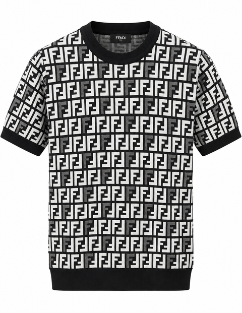 Fendi FF Monogram Knit T-Shirt – Black & White