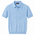 Stefano Ricci Textured Knit Polo – Sky Blue