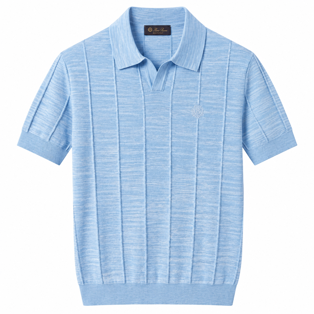 Stefano Ricci Textured Knit Polo – Sky Blue