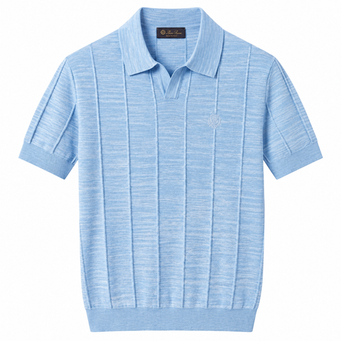 Stefano Ricci Textured Knit Polo – Sky Blue
