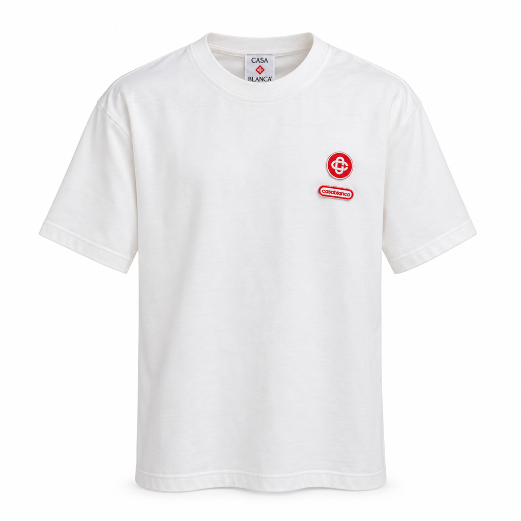 Casablanca Logo Patch T-Shirt – White & Red