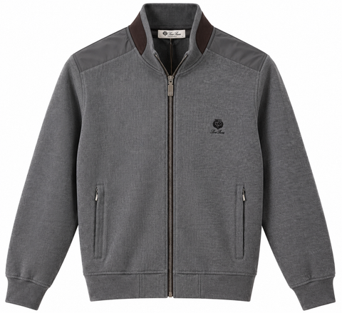 Loro Piana Ribbed Zip-Up Jacket – Heather Grey