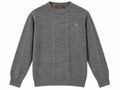 Loro Piana Grey Textured Vertical Stripe Knit Sweater