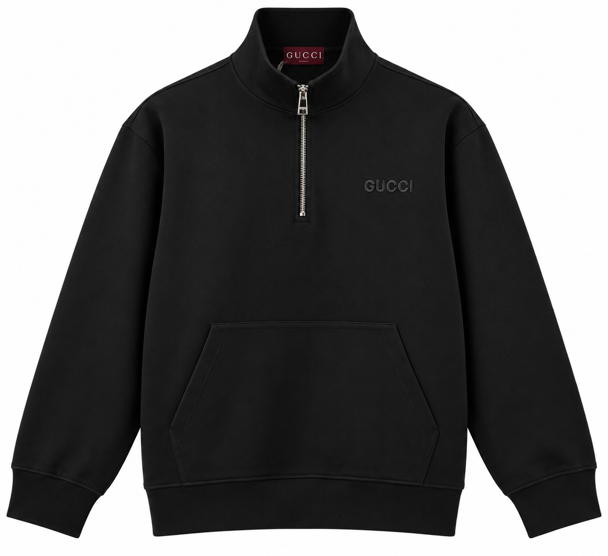Gucci Black Tonal Logo Half-Zip Sweatshirt