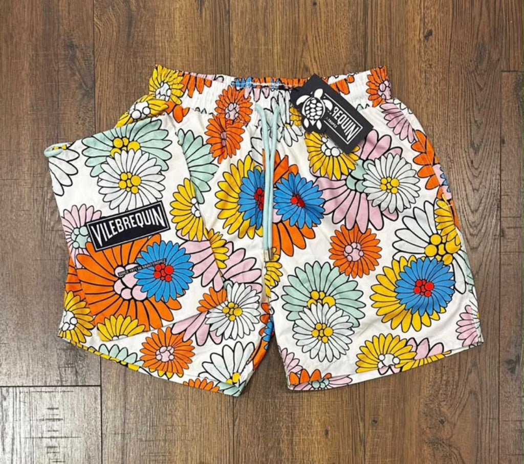 Vilebrequin Daisy Floral Swim Shorts – White & Multicolor