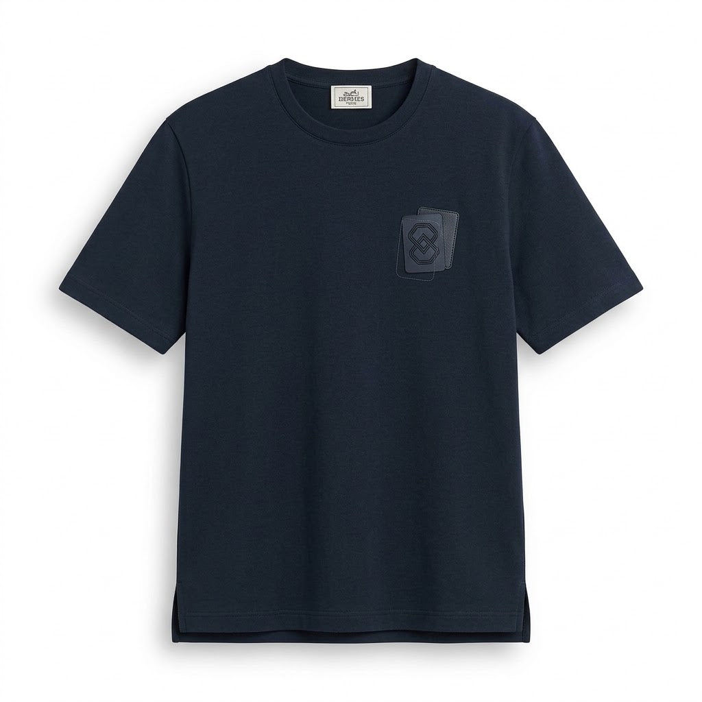 Hermès Playing Card Patch Crewneck T-Shirt – Navy Blue