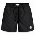 MONCLER Logo Patch Swim Shorts – Black