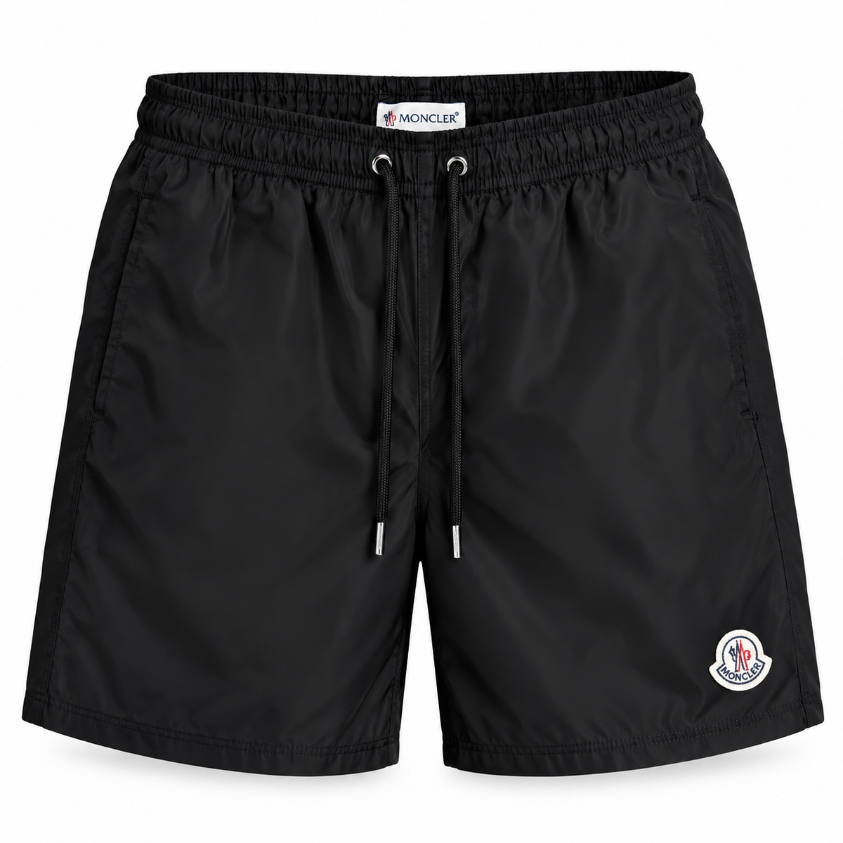 MONCLER Logo Patch Swim Shorts – Black