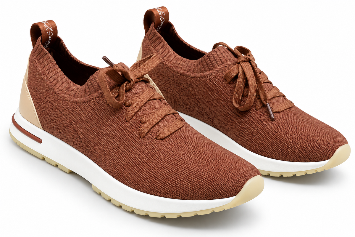 Loro Piana 360 Flexy Walk Knit Sneakers – Rust Brown