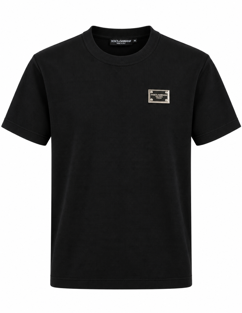 Dolce & Gabbana Logo Plaque Knit T-Shirt – Black