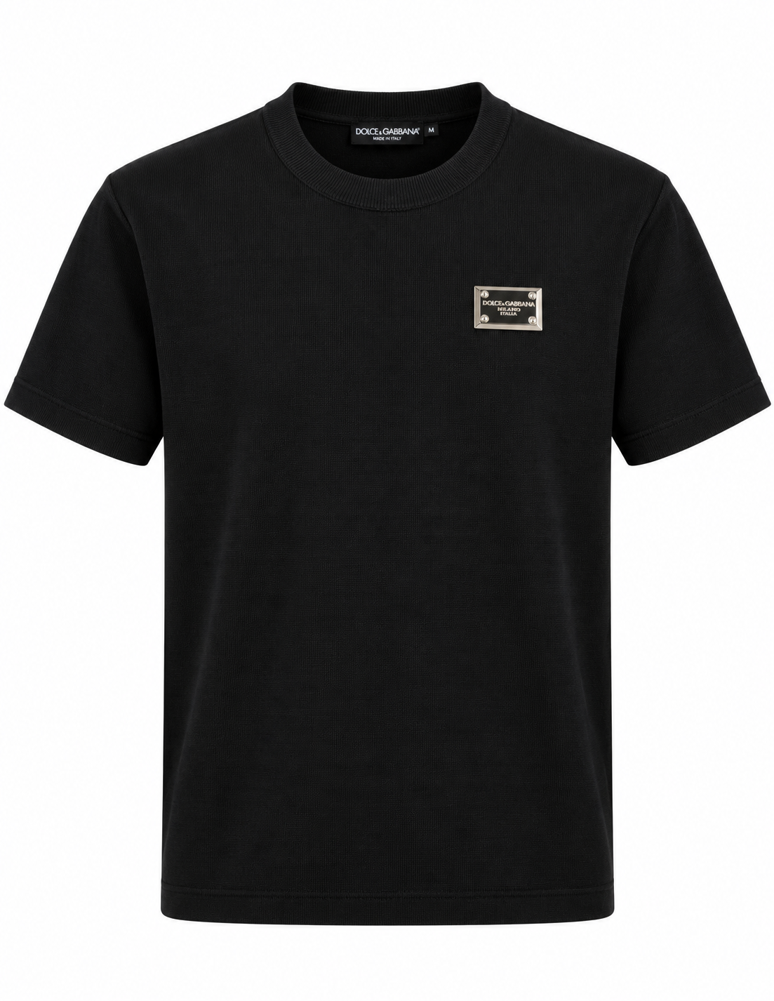 Dolce & Gabbana Logo Plaque Knit T-Shirt – Black