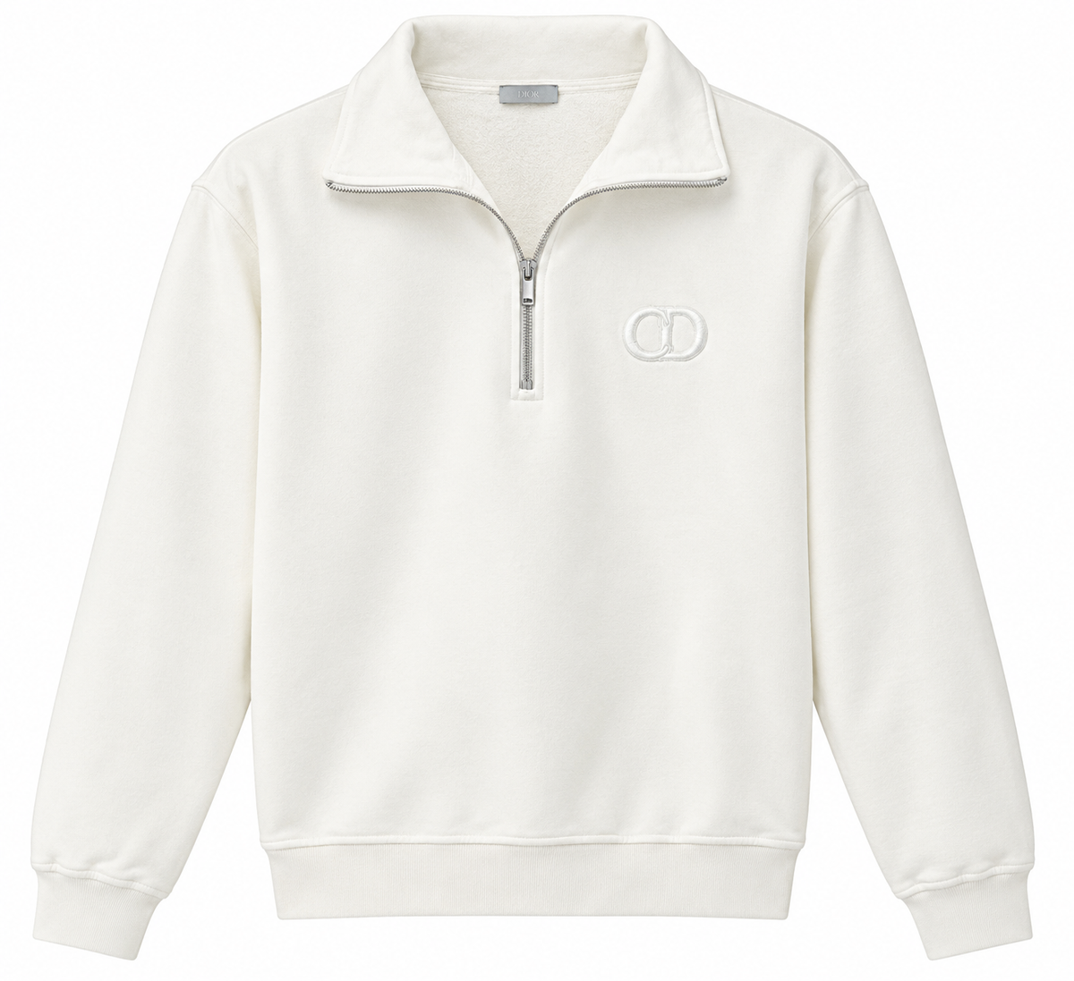 Dior Ivory CD Logo Half-Zip Sweatshirt