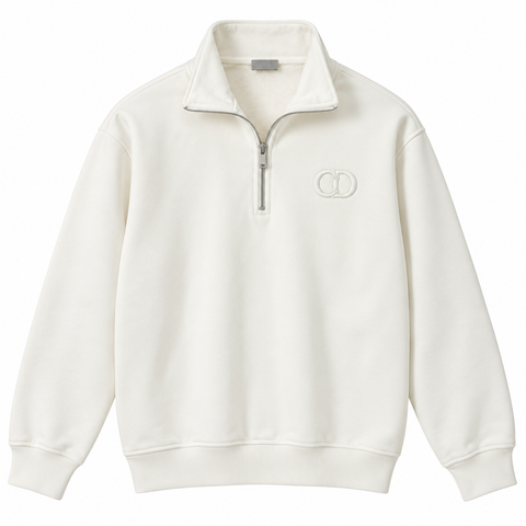 Dior CD Half-Zip Sweatshirt – Cream White