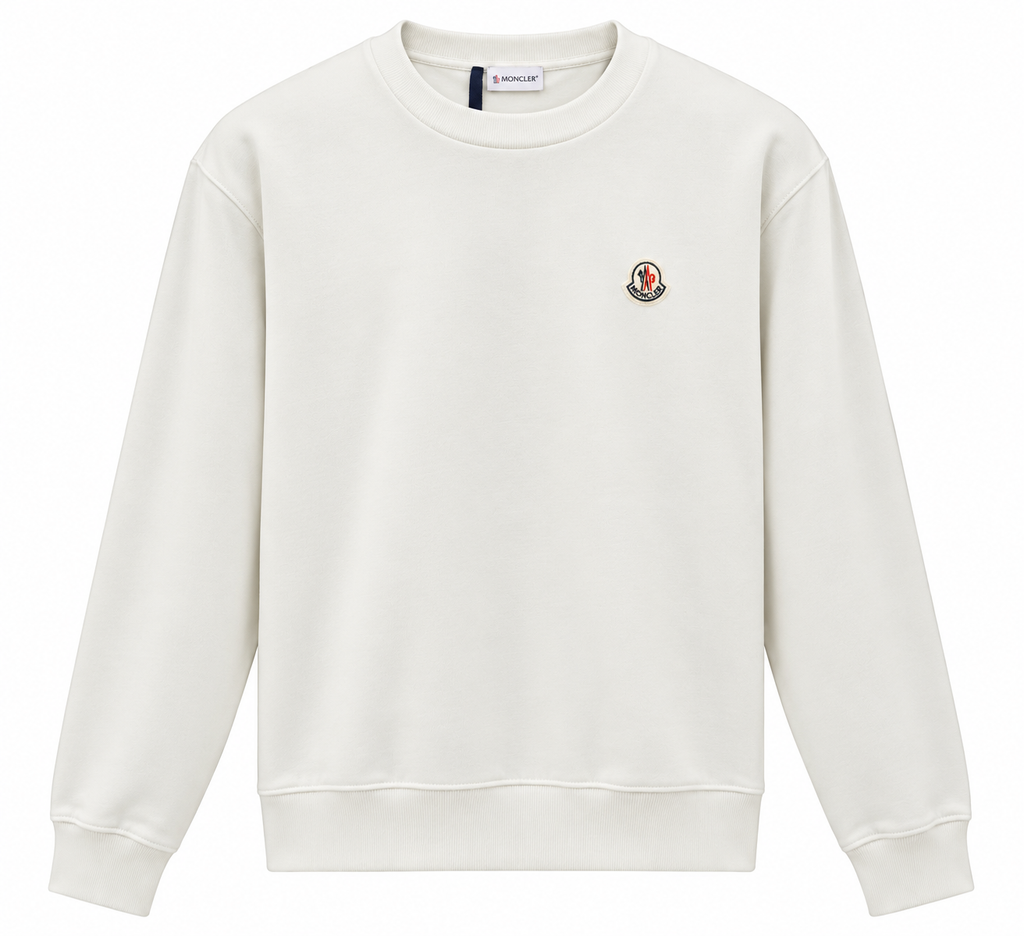 Moncler White Logo Crewneck Sweatshirt
