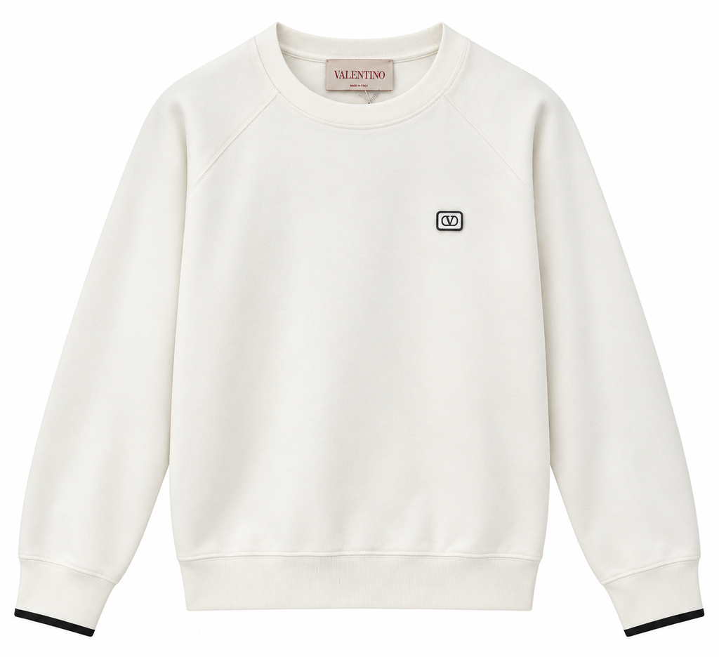 Valentino Ivory V Logo Crewneck Sweatshirt