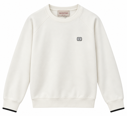 Valentino Ivory V Logo Crewneck Sweatshirt