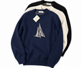 Brunello Cucinelli Logo Knit Crewneck Sweater – Navy Blue, Ivory & Black