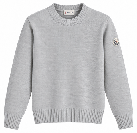 Moncler Logo Patch Knit Sweater – Light Grey