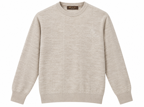 Loro Piana Textured Vertical Stripe Knit Sweater – Beige