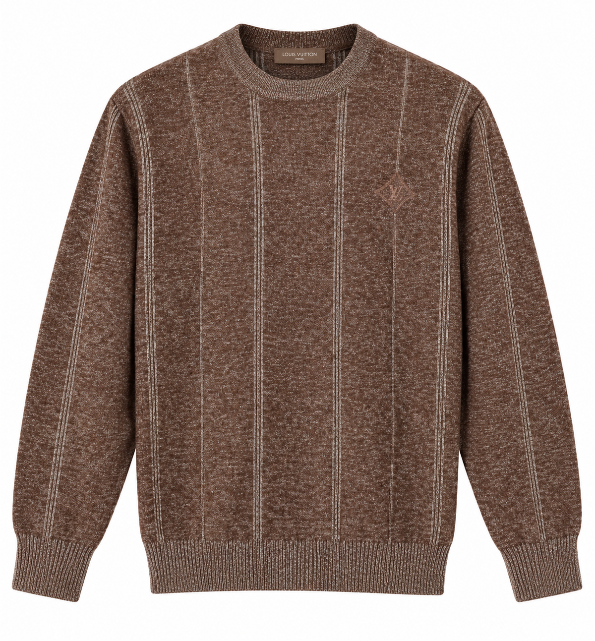 Loro Piana Textured Vertical Stripe Knit Sweater – Brown