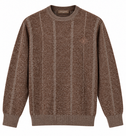 Loro Piana Textured Vertical Stripe Knit Sweater – Brown