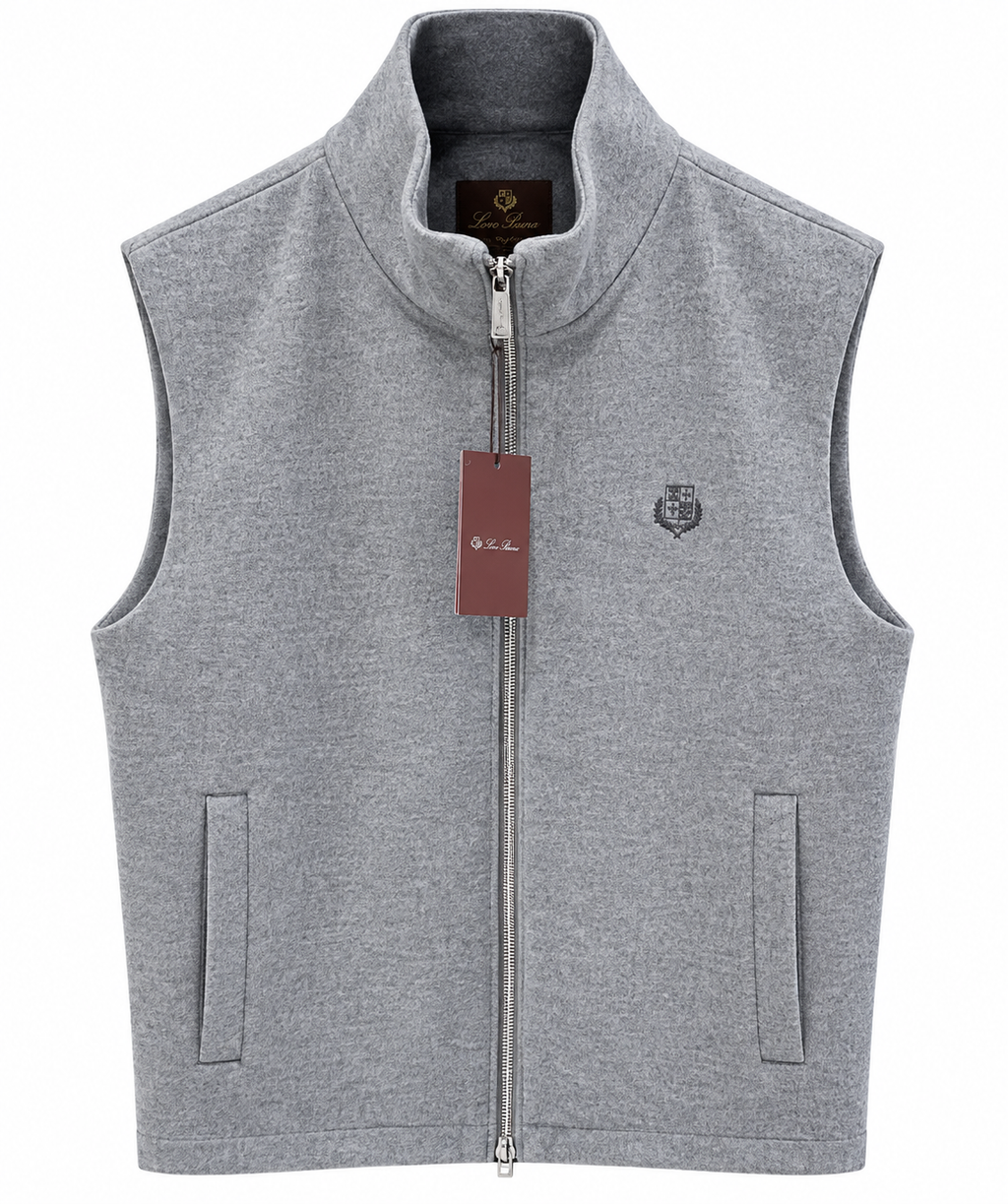 Loro Piana Zip-Up Wool-Blend Vest – Light Grey