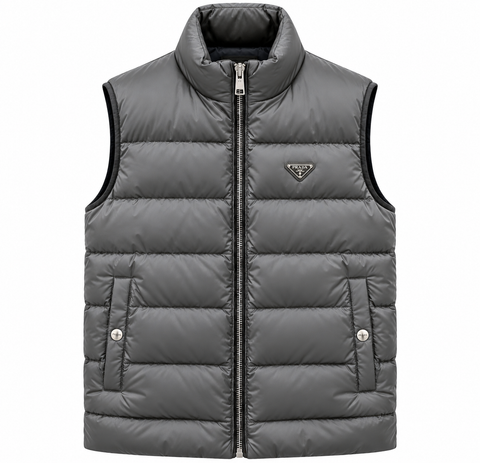 Prada Quilted Puffer Vest – Grey
