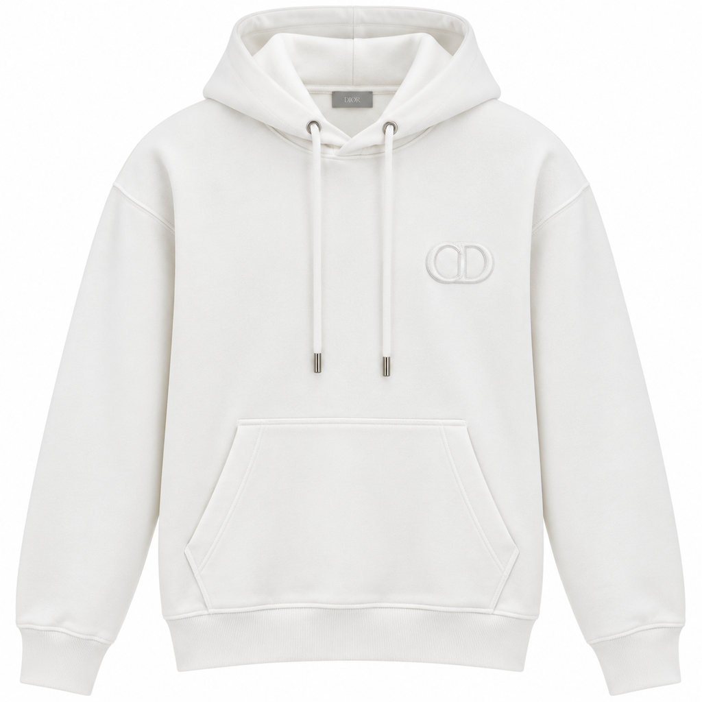 Dior CD Logo Hoodie – Ivory White