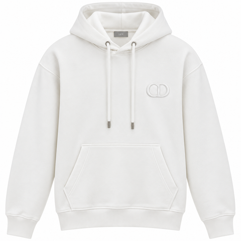 Dior CD Logo Hoodie – Ivory White