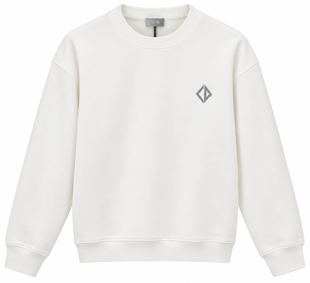 Dior White Minimal Logo Crewneck Sweatshirt