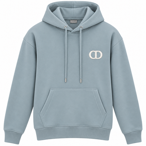 Dior CD Logo Pullover Hoodie – Dusty Blue