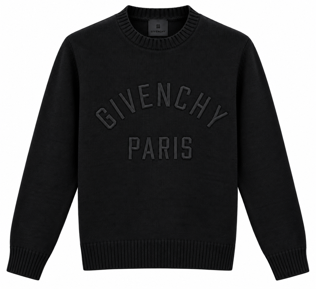 Givenchy Paris Embossed Logo Knit Sweater – Black
