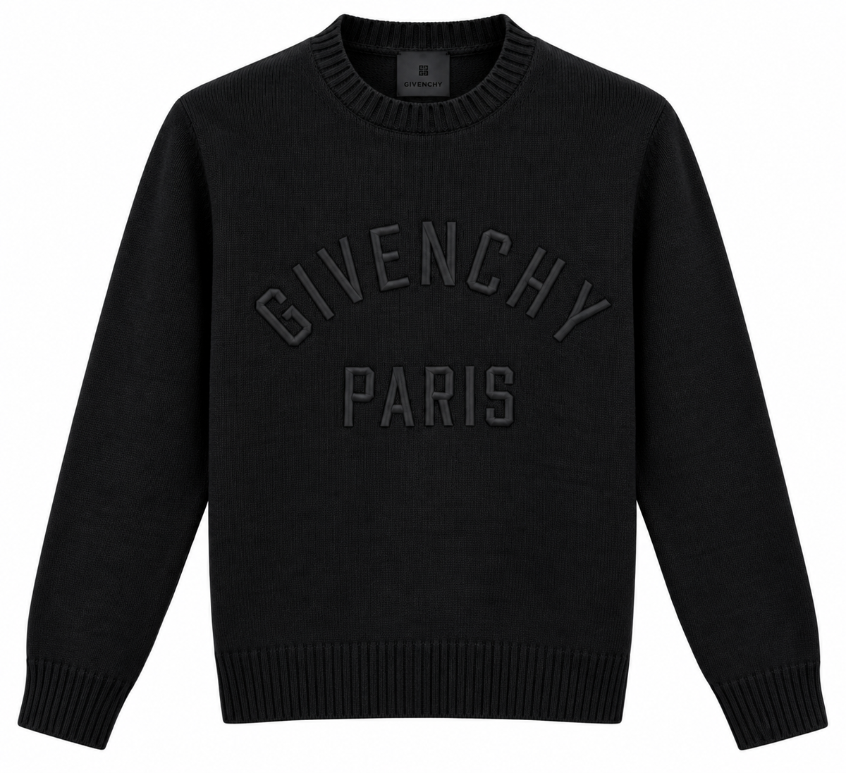 Givenchy Paris Embossed Logo Knit Sweater – Black