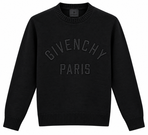 Givenchy Paris Embossed Logo Knit Sweater – Black