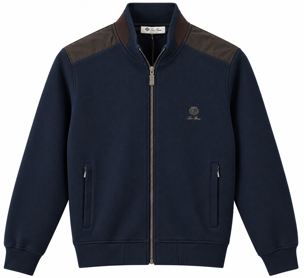 Loro Piana Ribbed Zip-Up Jacket – Navy Blue