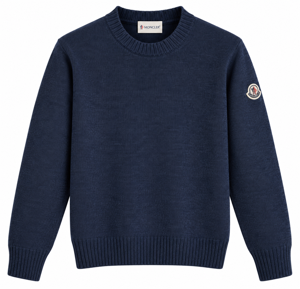 Moncler Logo Patch Knit Sweater – Navy Blue