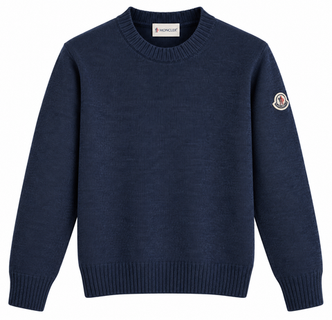 Moncler Logo Patch Knit Sweater – Navy Blue