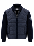 Moncler Navy Quilted Knit-Sleeve Jacket