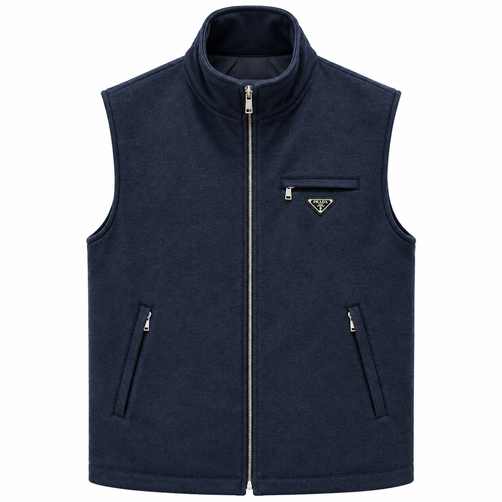 Prada Sleeveless Zip-Up Vest – Navy Blue